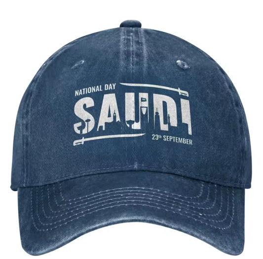 Vintage Washed "SAUDI" Cap - National Day Special (BLUE)