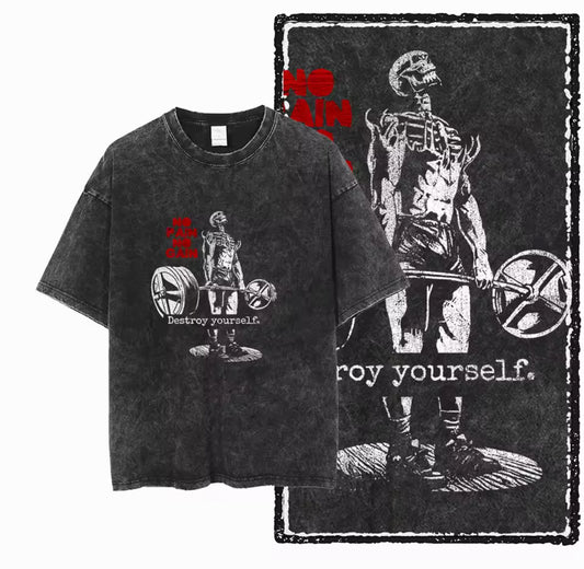 Gym Enthusiasts Acid Washed T-Shirt