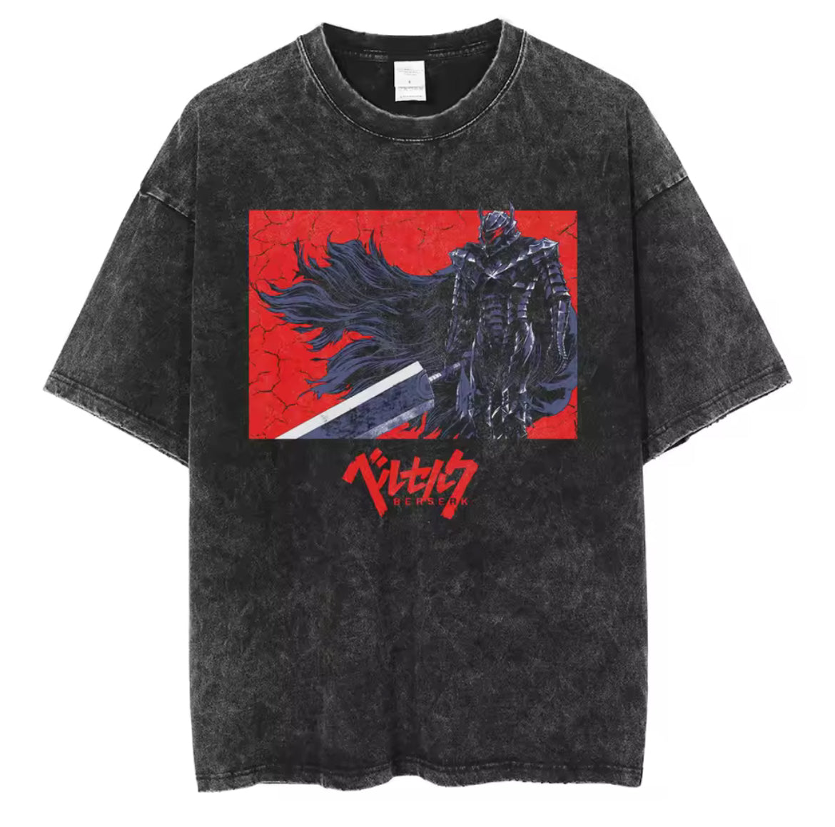 Berserk Armor Oversized Graphic Tee – Red & Black