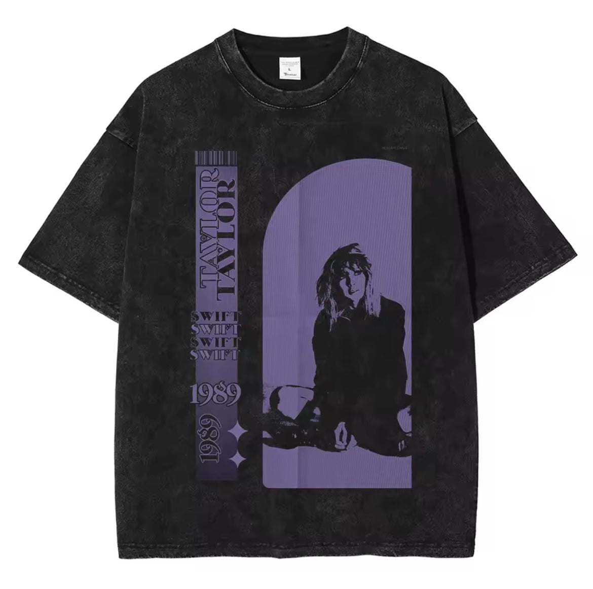 Taylor Swift Purple Design in a Black T-Shirt