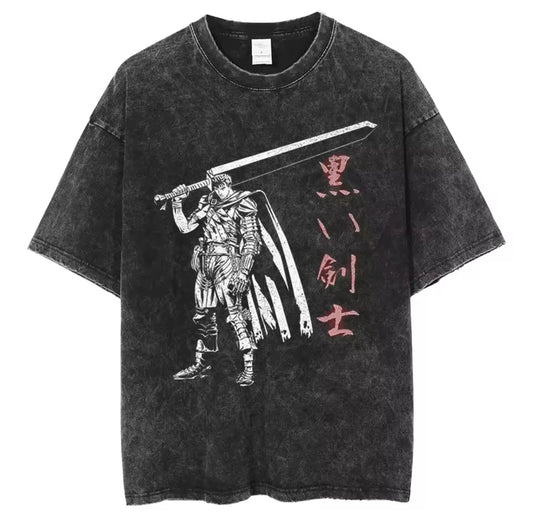 Black Swordsman Oversized Vintage Tee